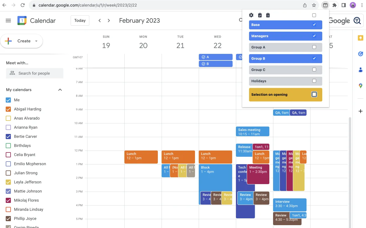 Easy Grouping for Google Calendar Image 1