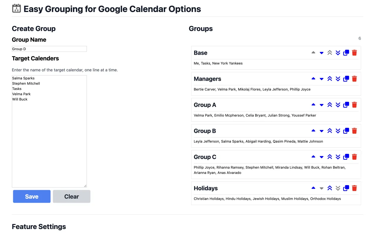 Easy Grouping for Google Calendar Image 2